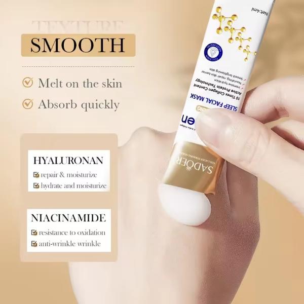 20pcs SADOER Collagen Sleeping Facial Masks Face Skincare Moisturizing Brightening Firming Hydrating Face Mask Facial Skin Care