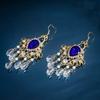 Ethnic Style Dance Luxury Pearl Gold Crown Hollow Design Bridal Wedding Decoration Alloy Crown Earrings