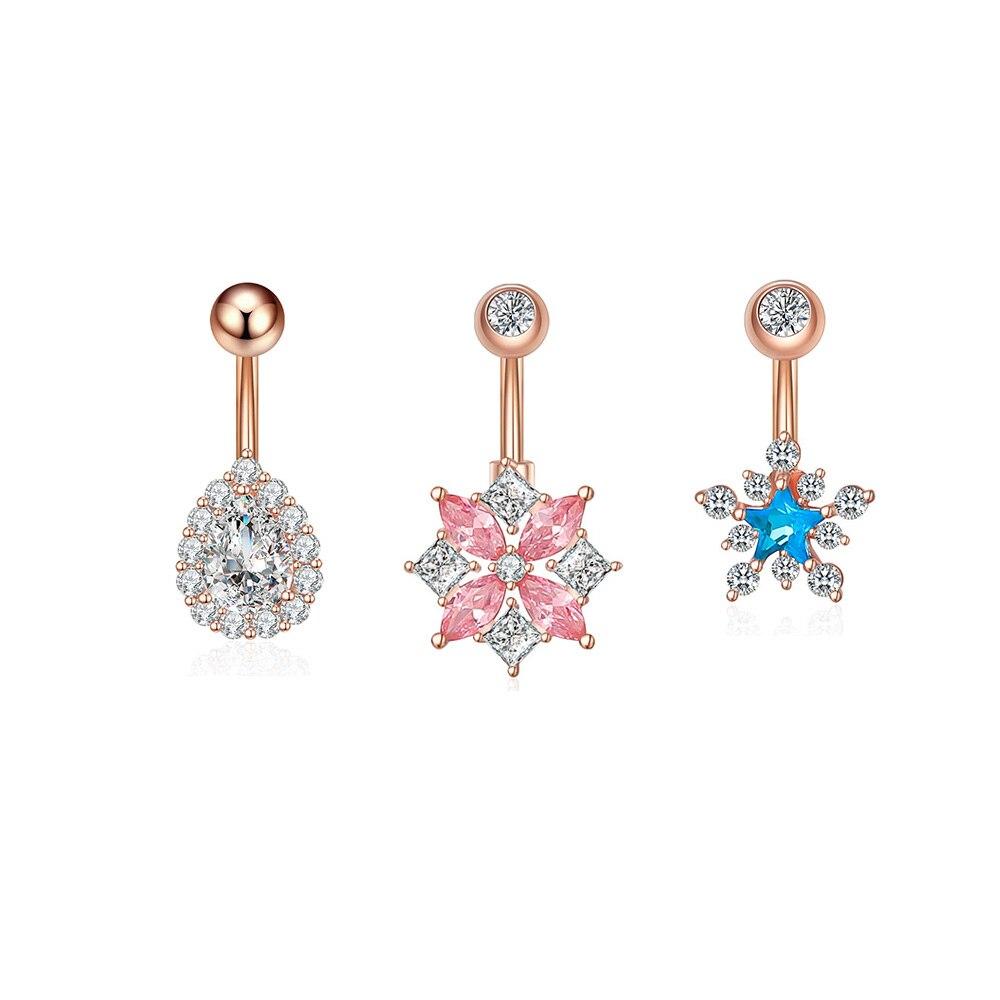 3 sztuk/partia serce księżyc w kształcie gwiazdy zestawy pierścionków do pępka ze stali nierdzewnej kryształowa cyrkonia dynda kolczyk do pępka luzem seksowny piercing do pępka