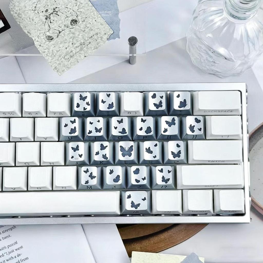 Translucent Butterfly Heart Keycap with Side Engraving for Magnetic Switch Mechanical Keyboards