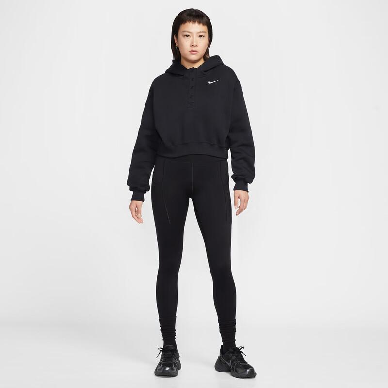 Nike Women's Phoenix Fleece Oversized Cropped Henley Hoodie