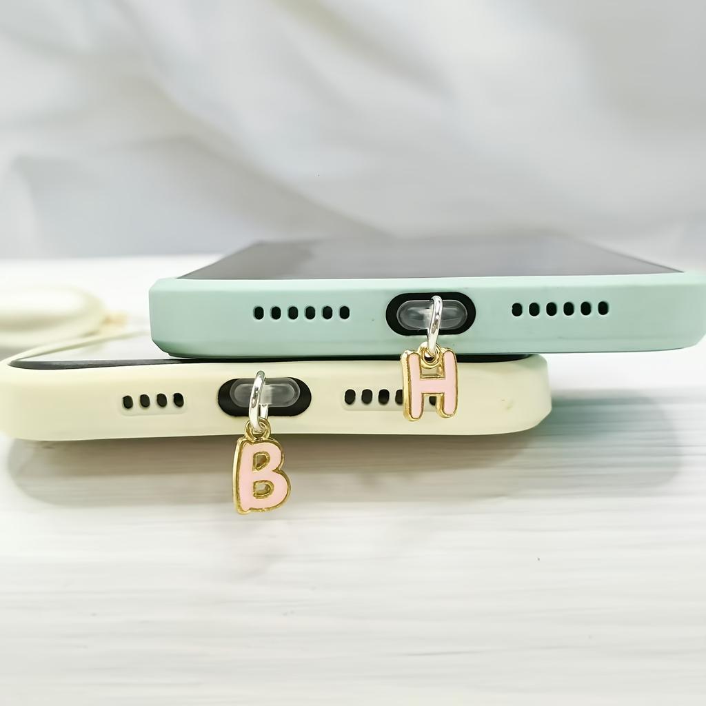 1 Stück Legierung Rosa Buchstabenanhänger Handy Staubschutzstecker Wasserdicht Staubdicht Staubfest
