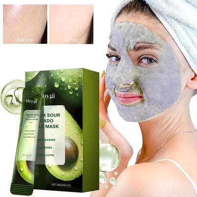 4G*12 Avocado Cleansing Bubble Mask Moisturizing and Hydrating Gentle Non-tightening Cleansing Mask Suitable for All Skin Types