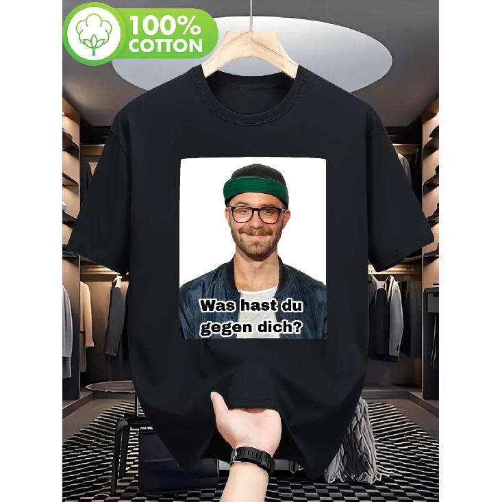Mark Forster What Do You Have Against You Meme #4 Graphic T-Shirt for Men - Design Your Own Casual Short Sleeve Tee with Geometric Pattern, Round