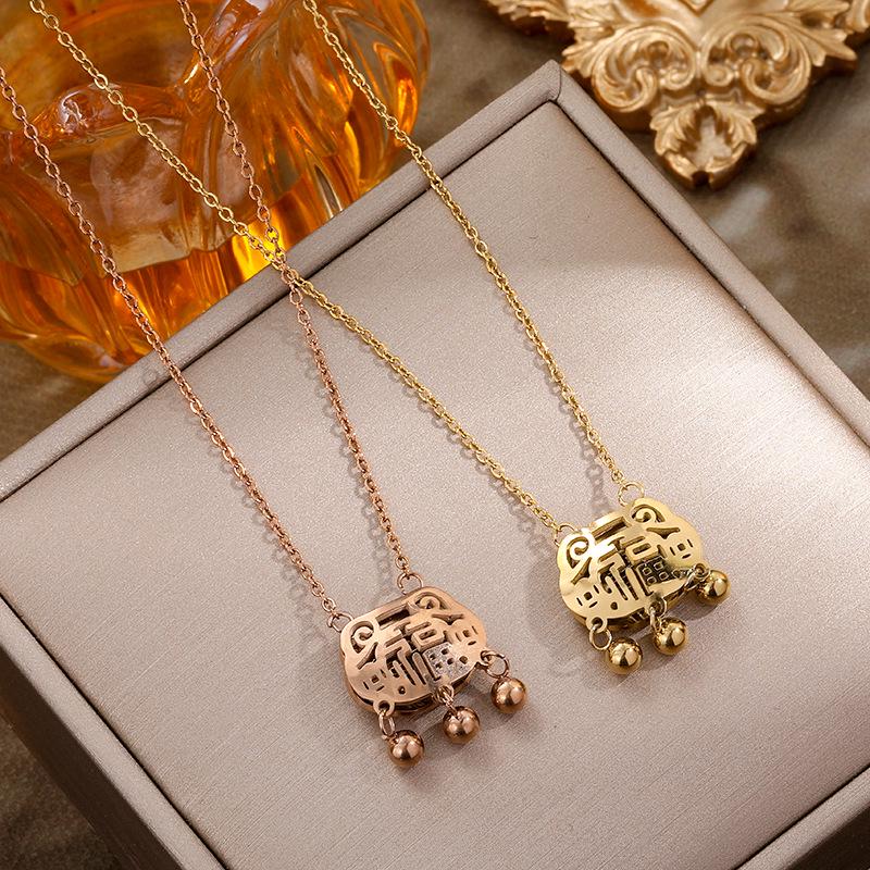 18K Gold-Plated Ruyi Lock Necklace for Women - Titanium Steel, Fashionable Clavicle Chain