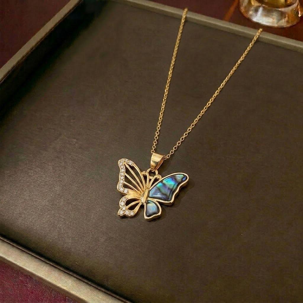Women's Butterfly Zirconia Clavicle Necklace: Elegant, Fashionable, Titanium Steel Jewelry