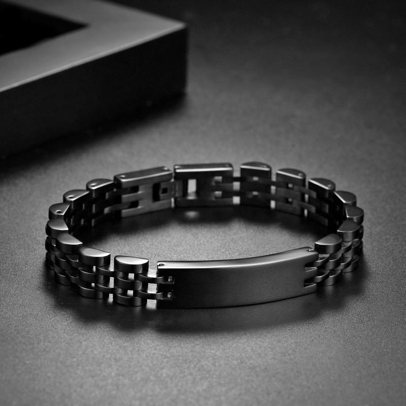 Stainless Steel Engravable Bracelet Men Women Geometric Bangle Adjustable Size Fashion Jewelry