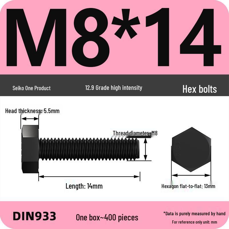 High Strength Class 12.9 Hex Bolt Set: M4-M16 Sizes