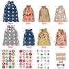 24pcs Christmas Arrival Countdown Drawstring Bag 24 Digital Linen Drawstring Bag Candy Drawstring Gift Bag