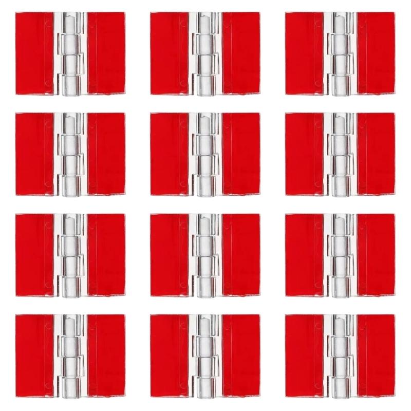 12pcs Clear Plastic Mini Hinges Auto Stick Backing Easy Installation No Glues Required Piano Styles for Craft Projects