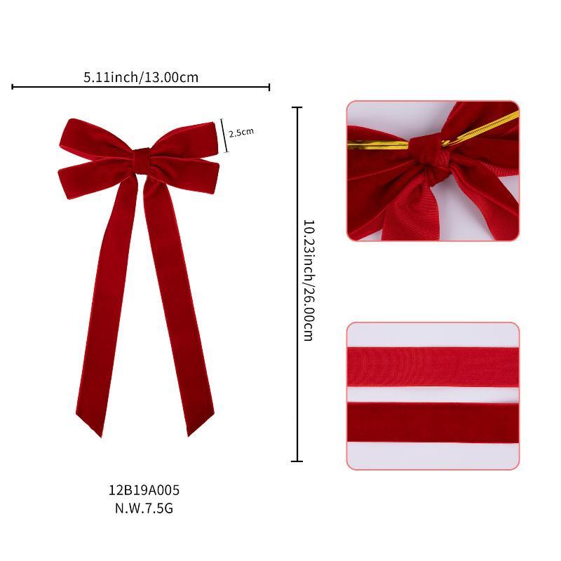 Large Red Velvet Christmas Bow Ornament Xmas Tree Hanging Decor for New Year Wedding Party Home Decoration