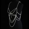 Fashionable, gorgeous and elegant pearl body chain, versatile banquet and party chest chain, clothing accessories