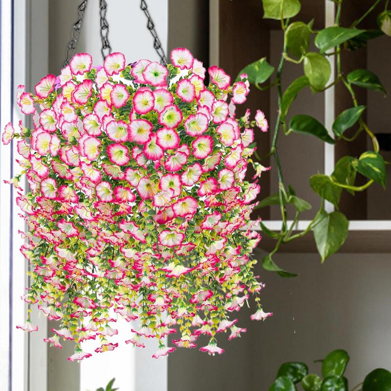 Artificial Morning Glory Flowers Garden Hanging Faux Petunias 2Pcs/set Colorful Everlasting Plants For Porch Garden Decoration
