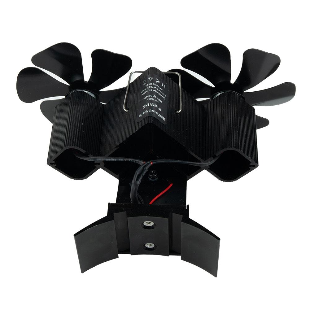 Home Improvement Fireplace Fan Aluminum Black Blade Fireplace Fan Double Heads Thermoelectric Module Wall Mounted