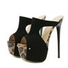 Fashion Sexy Leopard Print Peep Toe 16cm High Sandals Women Extreme High Heels Slippers Women Platform Sandals Summer Party Banquet Shoe