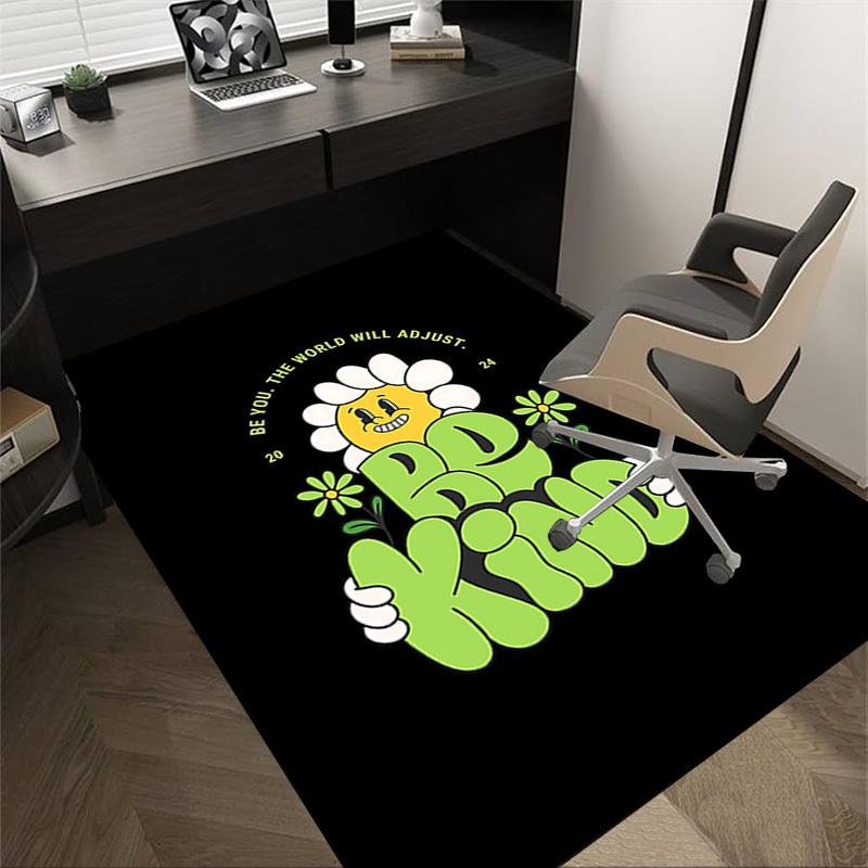 1pc Be Kind Home Office, Durable Polyester Floor Mat with Easy, Office Decor, Urban Style, Nonslip Backing, Highquality Fabric