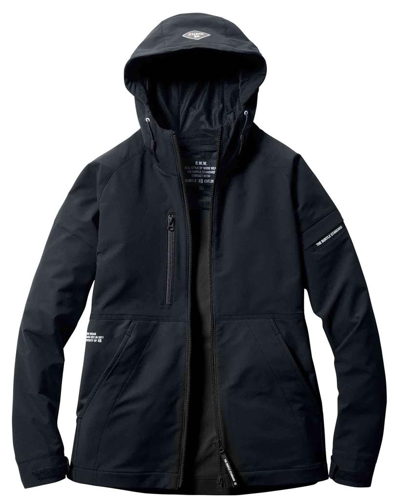 BURTLE Hoodie Jacket Black 9515 35 XL (Unisex) [Deodorizing, Moisture-Wicking, Quick-Drying, Stretch, Anti-Static]