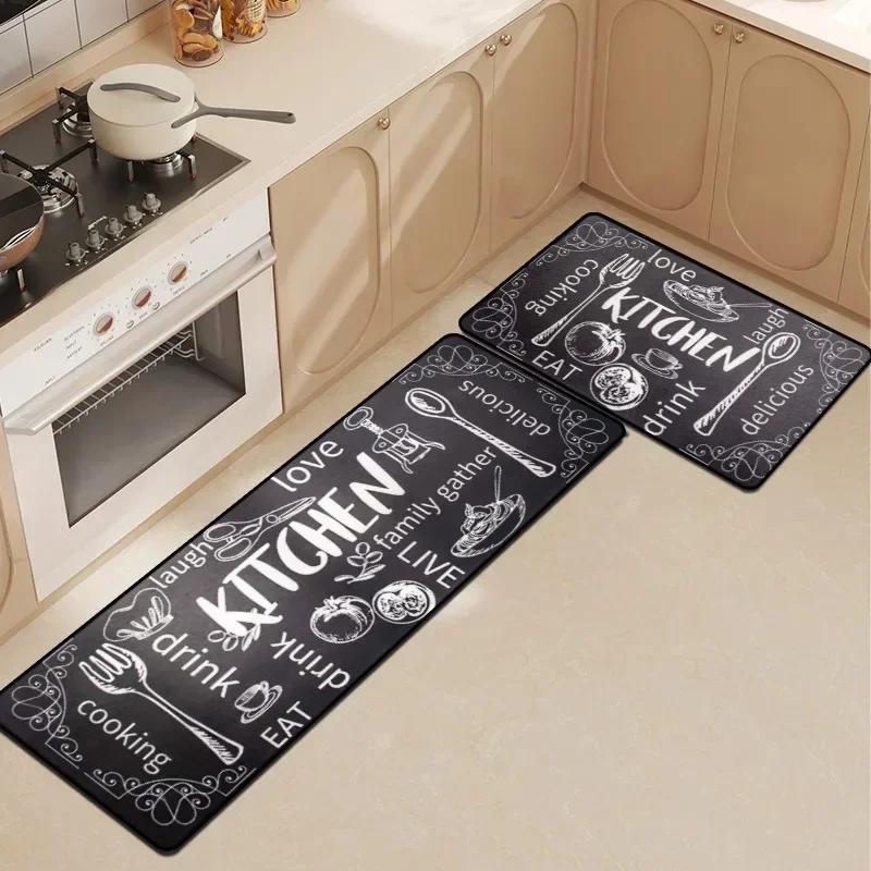 Kitchen Waterproof Carpet Pvc Leather Non-Slip Oil-Proof Floor Mat Home Decoration Rug Kitchenware Pattern Alfombra De Cocina