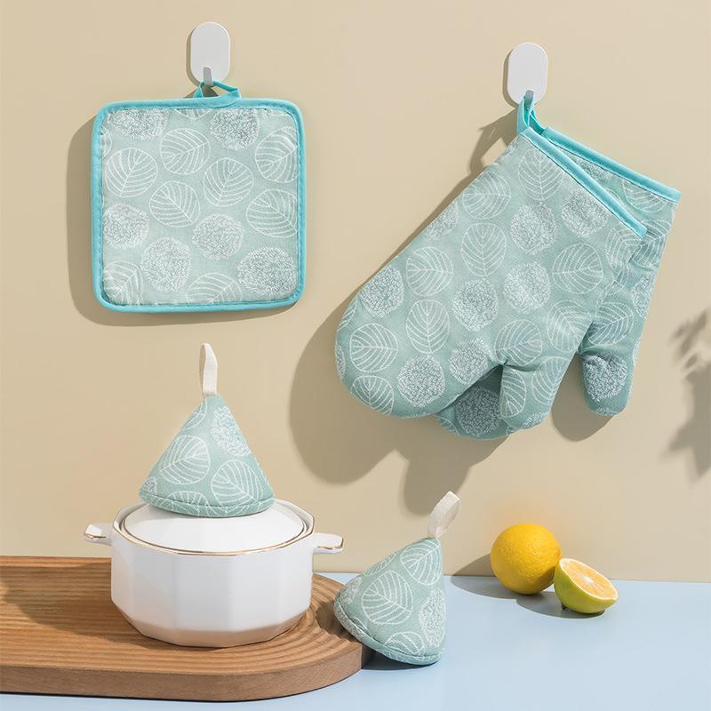 

5 шт./набор Толстые термостойкие перчатки Перчатки для микроволновой печи Защищающие от ожогов Кухонные перчатки для выпечки Перчатки для духовки зелёный