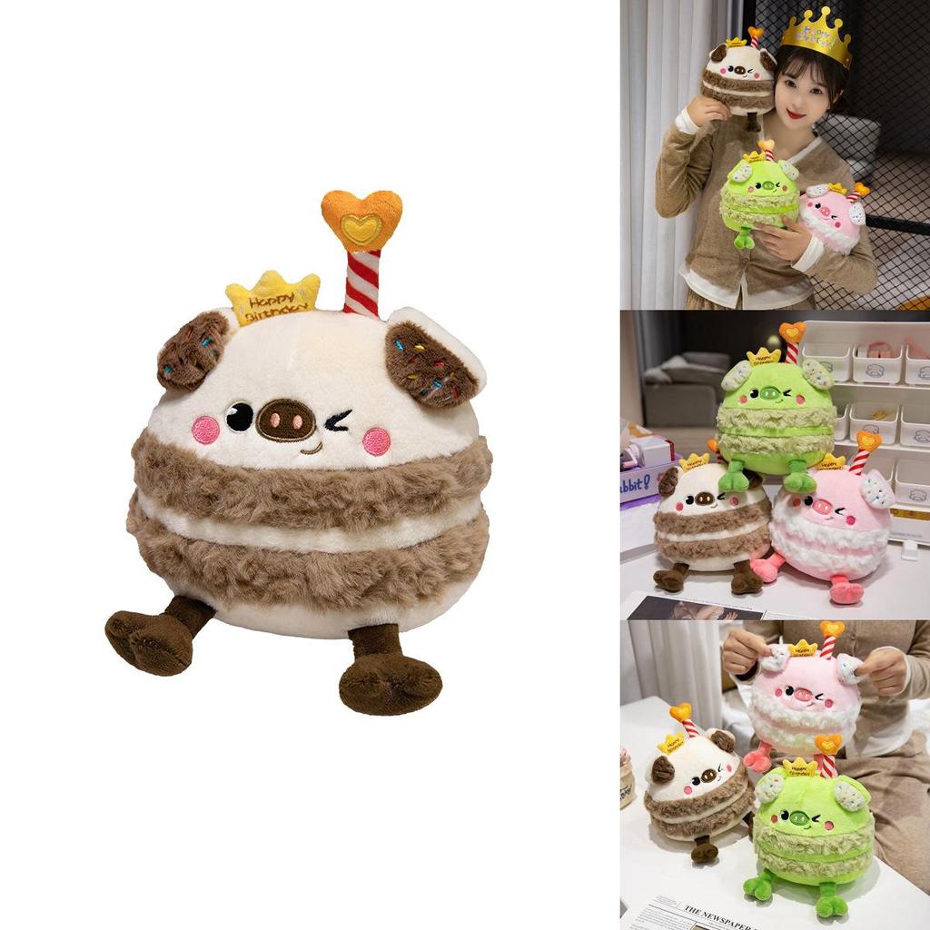 Adorable Cartoon Pig Plush Toy Birthday Cake Candle Stuffed Animal Gift For Kids