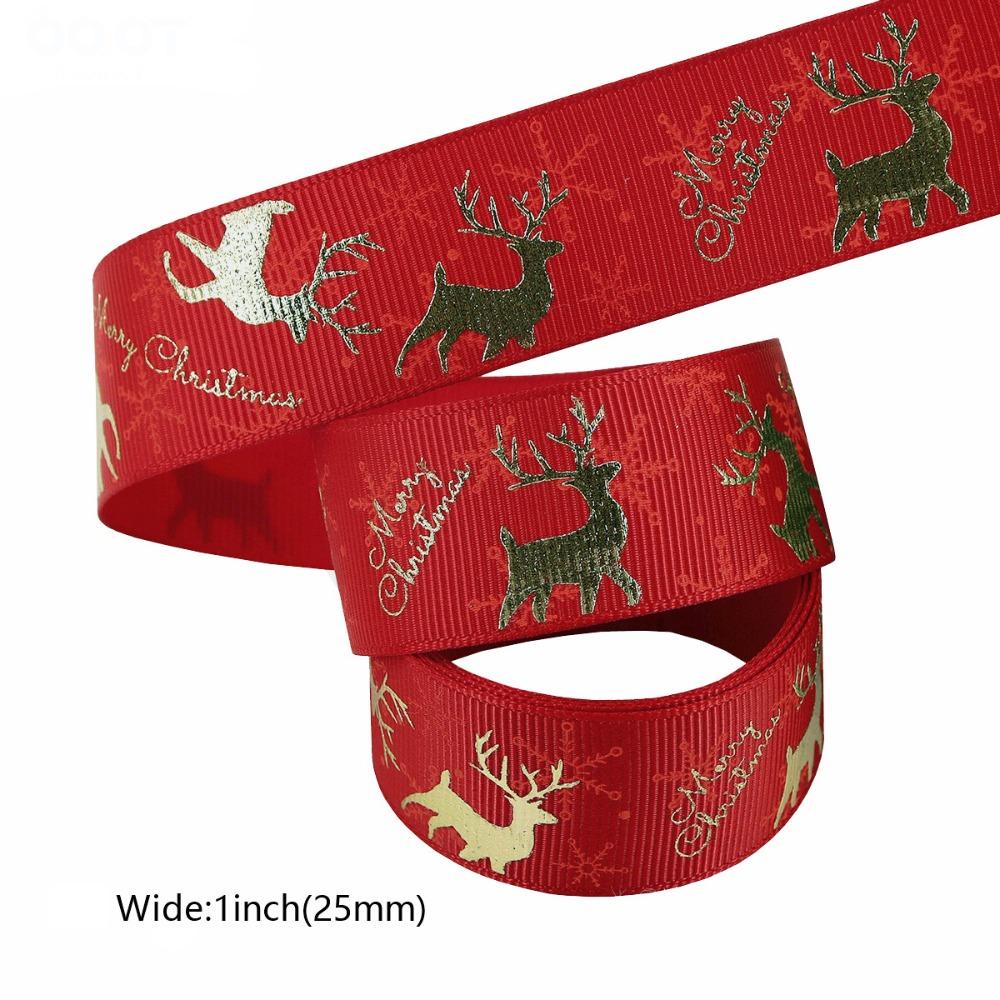 New 4.5 Meter Christmas Ribbon Ployester DIY Crafts Printing Ribbon Handmade Christmas Decoration Xmas Gift Wrapping Ribbon