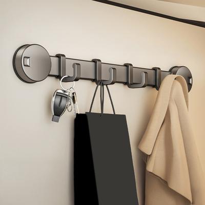 Heavy-Duty Suction Cup Wall Hook Rack with 5 Hooks No-Drill Adhesive Organizer for Bathroom Kitchen Entryway Rust-Proof Storage Hooks for Coats