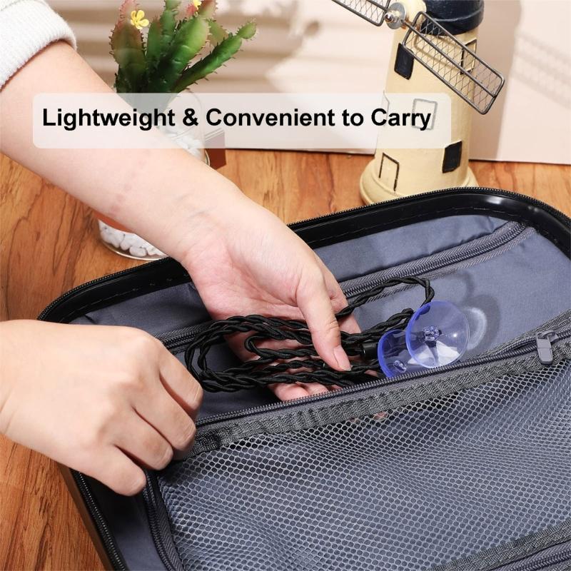 2pcs 2.8M Travel Clotheslines Business Outdoor Camping Drying Tools Non-Slip Clothes Line with Hooks Suction Cup Elastic