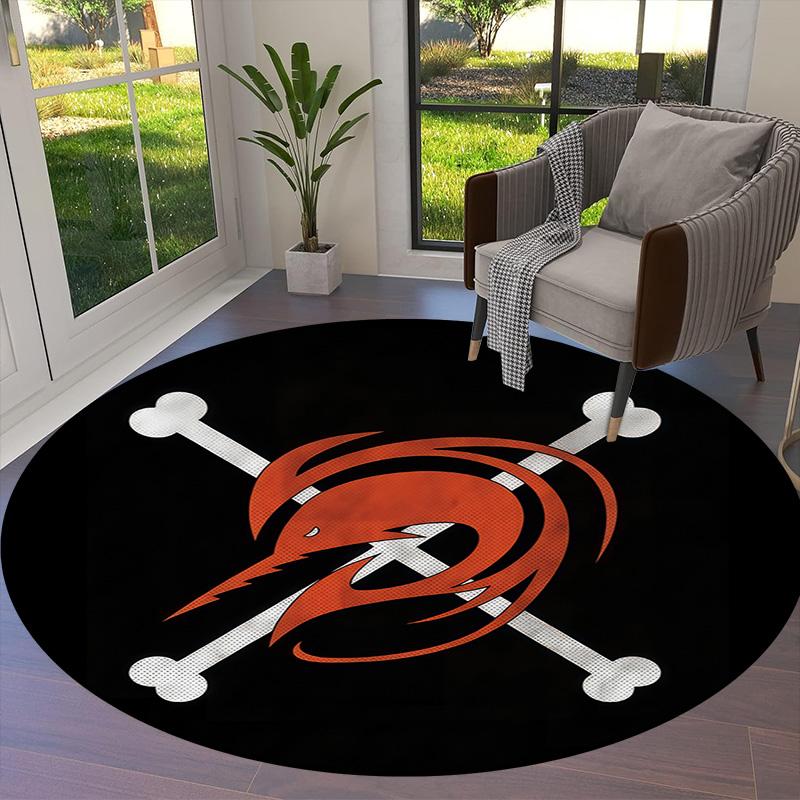 One Piece Logo Round Area Rug Carpet Rug For Living Room Bedroom Sofa Playroom Decor Nonslip Floor Mat