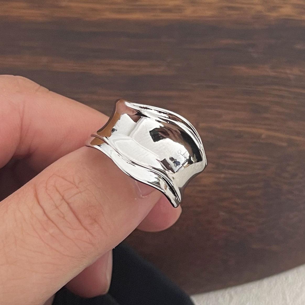 

925 Sterling Silver Rings For Women Men Fine Jewelry Finger Adjustable Open Wide Ring For Party Birthday Gift resizable