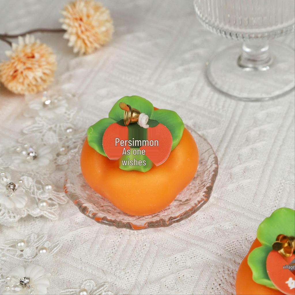 Persimmon Ruyi Creative Candlestick: Auspicious Home Decor & Wedding Souvenir
