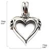 Heart Skull Open Heart Sterling Silver 925 Pendant for Women and Men