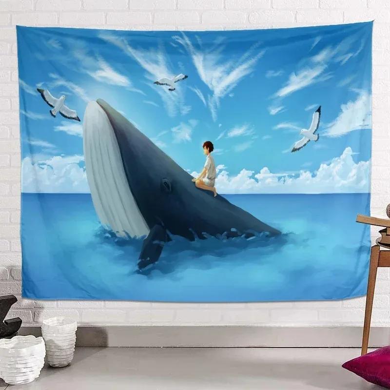 

Гобелен с рисунком цвета китового неба Гобелен для офиса, гостиной, украшения стен дома Гобелен 100x75cm