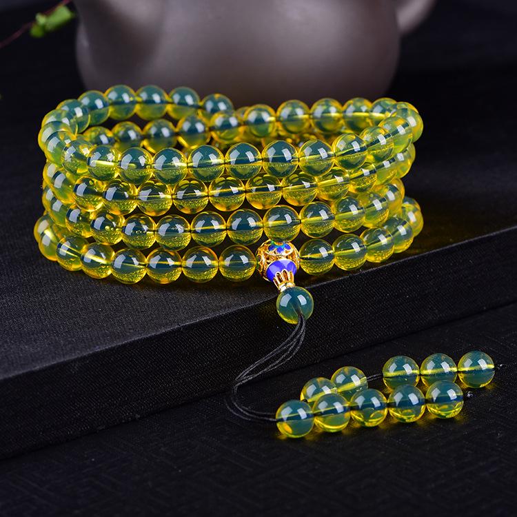 Mexican Blue Amber Bracelet: 108 Purified Water Honey Wax Amber Beads, Unisex Prayer Jewelry