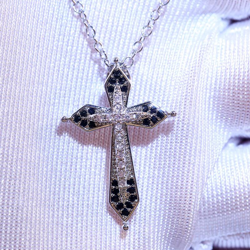 Trendy Ins Style Vintage Cross Clavicle Chain for Couple Matching белый