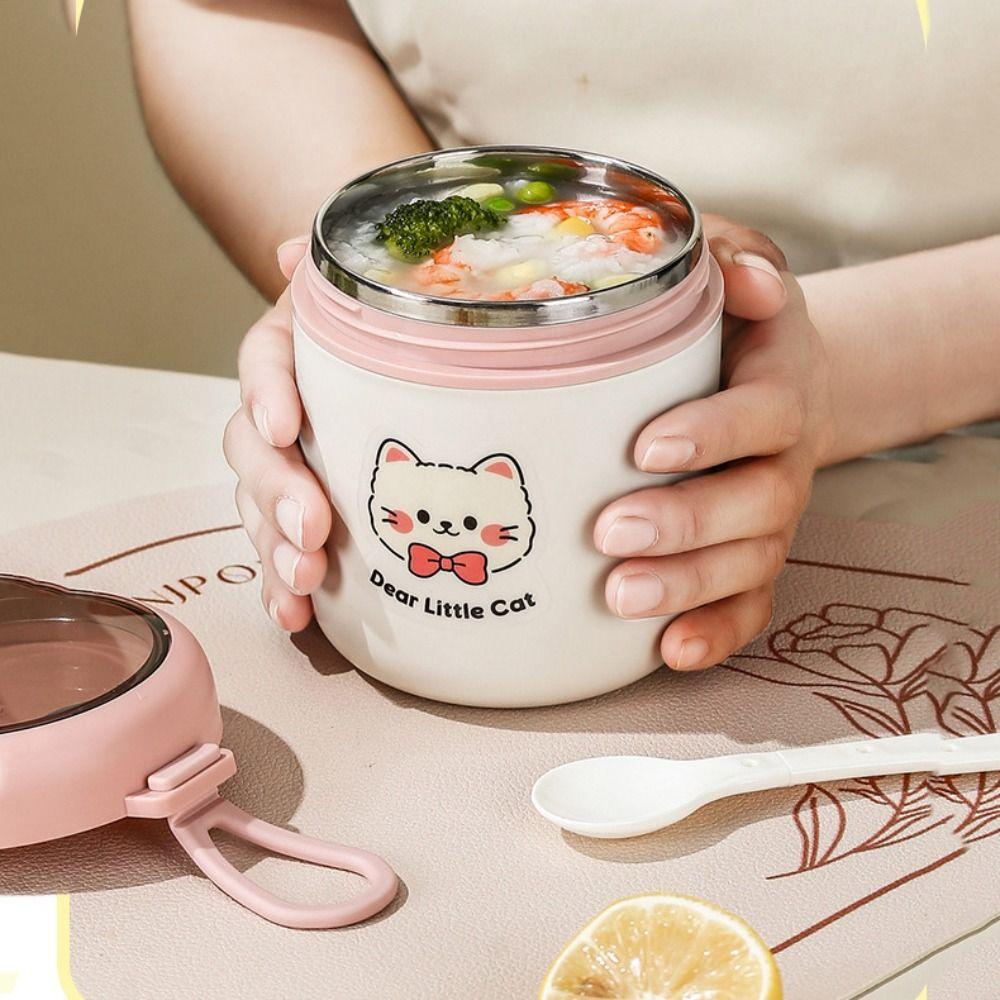 Stainless Steel Thermal Breakfast Cup 530ml Vacuum Soup Cup Portable Sealed Lunch Box  Camping