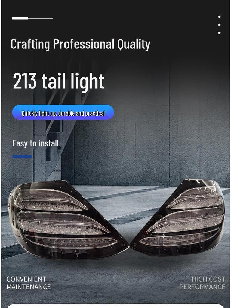 Compatible with Mercedes-Benz E-Class 2016-2020 W213 Taillight LED Sequential Turn Signal, Brake Light, Red To Black.