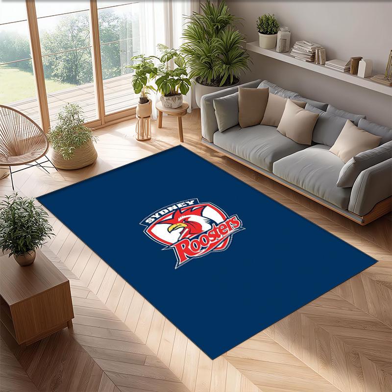 Sydney Roosters Kristall-Samt-Teppich Weich Anti?Rutschfeste Fußmatte Bequemer Wohnzimmer Schlafzimmer Dekor Teppich