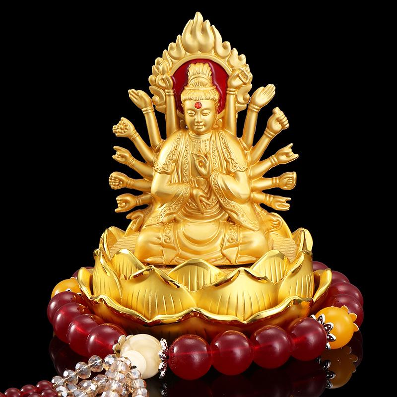 Alloy Lotus Guanyin Car Perfume Ornament - Thousand-hand Guanyin Interior Accessory