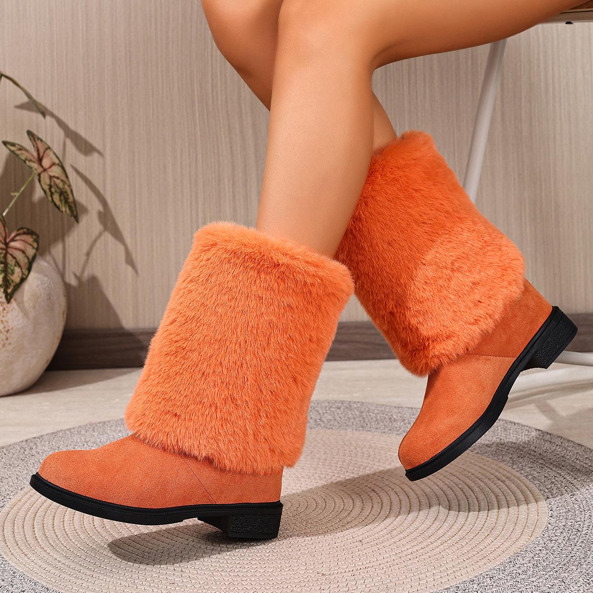 

Зимние новые толстоподошвенные бархатные утепленные сноубутсы большого размера теплые махровые полусапоги хлопковая обувь 36 оранжевый