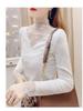 Women's High-End Lace Base Layer Top, Autumn/Winter, Velvet Warmth, Mesh Jacquard Collar, Slightly Sheer, Stylish Design