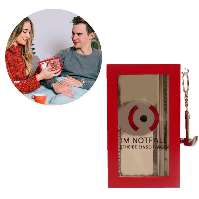 Transparent Money Bank Saving Money Box Creative Red Wood Pull Surprise Box Toy For Kids Adults Cash Storage Challenge Bank Gift