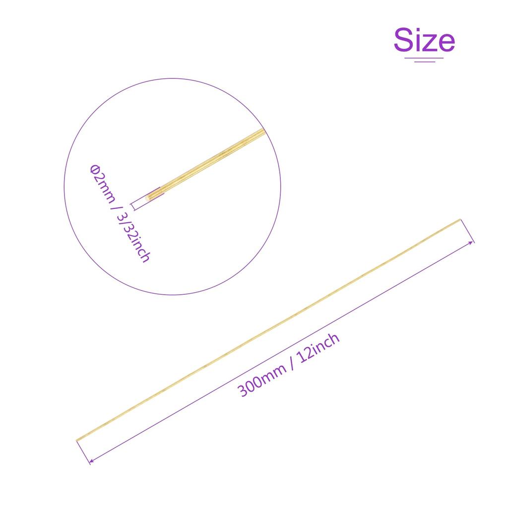 DMiotech x Brass Rods for DIY Welding Lathe Punch Model Automobiles 20-Pack 12-inch 3/32-inch Crafts, Rods, Materials, Shafts, Airplanes, Ships,