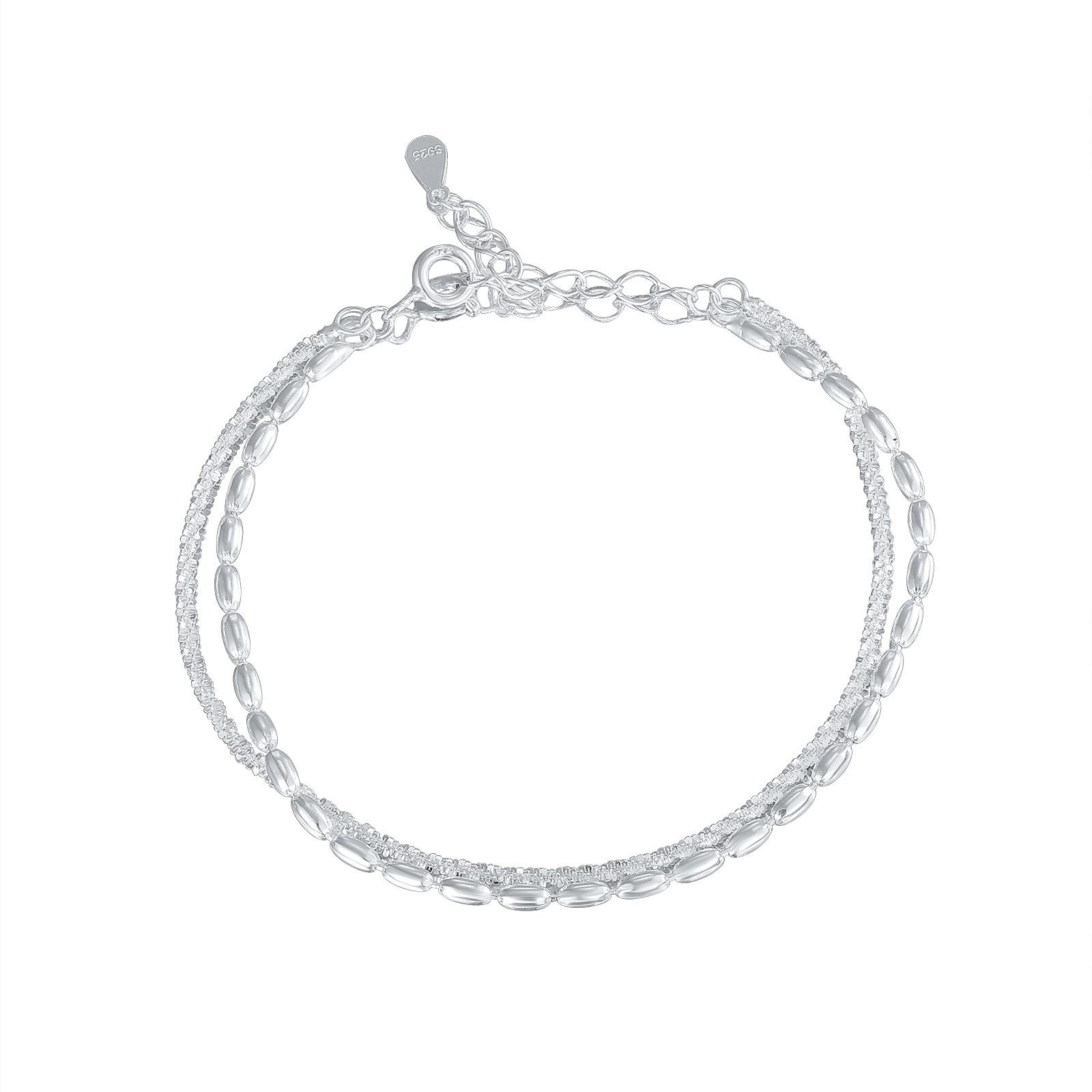 

925 серебряные цыганские звезды сверкающие маленькие рисовые зерна двухслойный браслет в японском и корейском стиле универсальный серебряные украшения для женщин 925 Silver