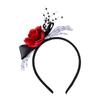 Gothic Halloween Headband with Rose and Skeleton Hand Decors, Wrapped Costume Hair Band for Parties, Photo Shoots, and DressingUp Looks