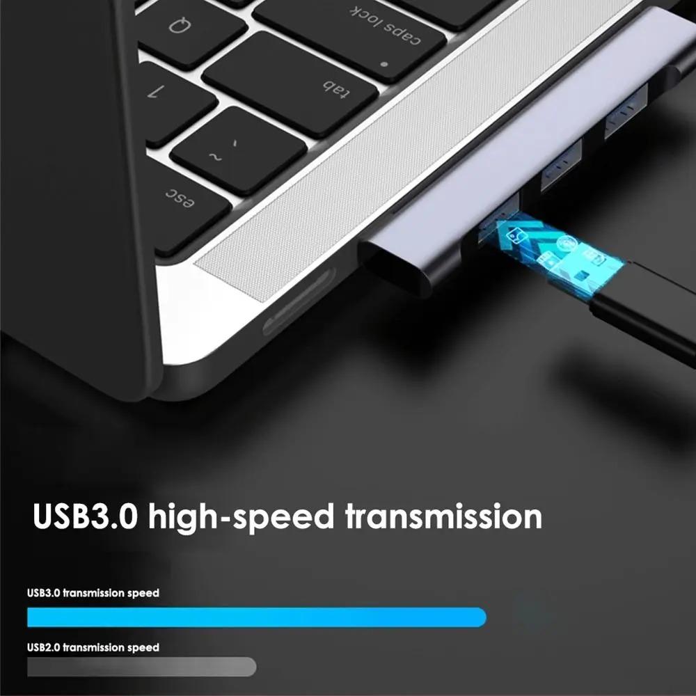 4'ü 1 arada USB C HUB 3.0 PD 60W Type C 3.1 Çoklu Bağlantı Noktası USB Ayırıcı OTG Adaptör USB HUB Xiaomi Lenovo Macbook Pro 13 15 Air Pro için