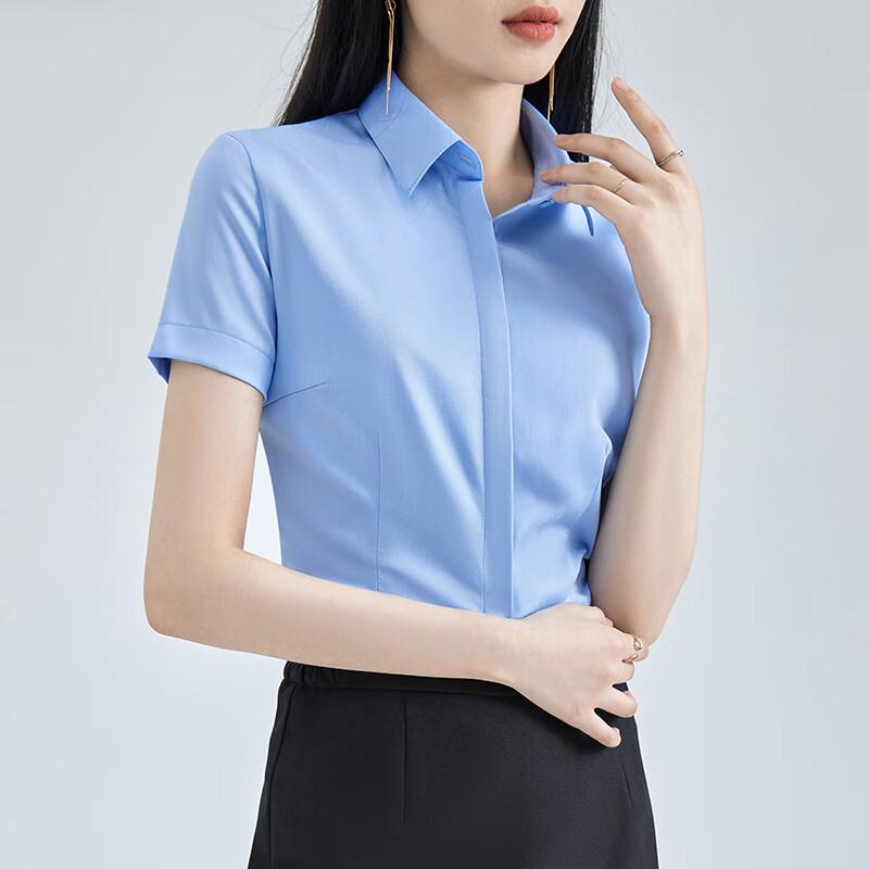 Teluoman Women's Short Sleeve Professional Wrinkle-Free Shirt