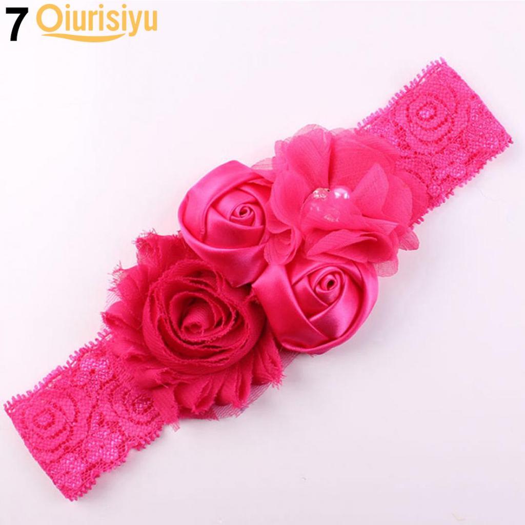 Buy Beautiful Lace Flower Rose Bead Hairband Newborn Baby Headband Lady