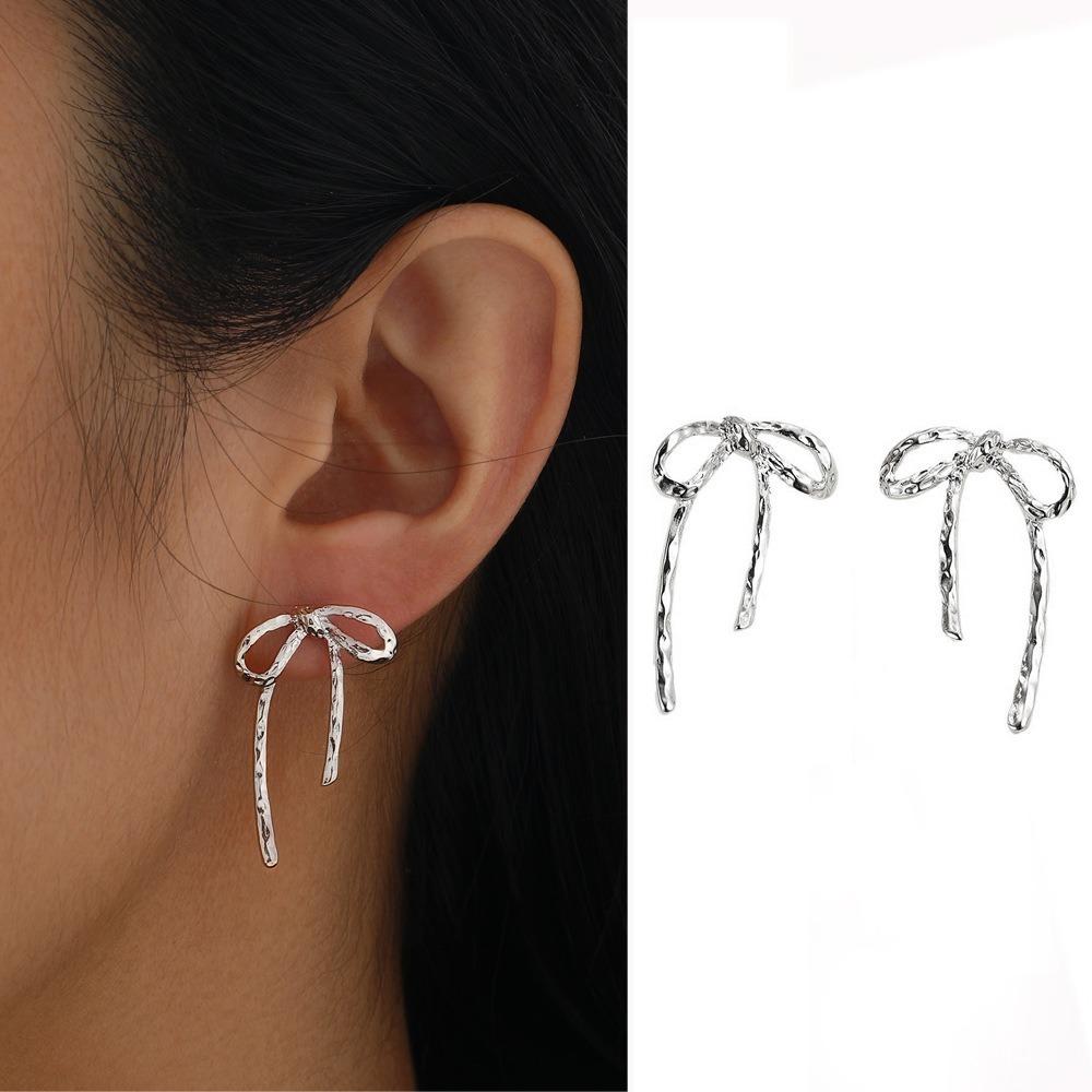 Gold/Silver Color Earrings for Women Bow Stud Nail Earring Fashion Cute Jewelry Piercing Ear Accessories
