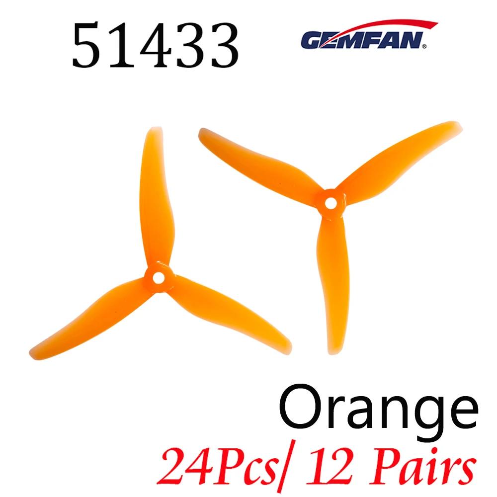 24 pcs/ 12 pairs Gemfan 51433 5inch 3 blade tri-blade Propeller Props Compatible Brushless Motor for FPV Racing Drone 51466