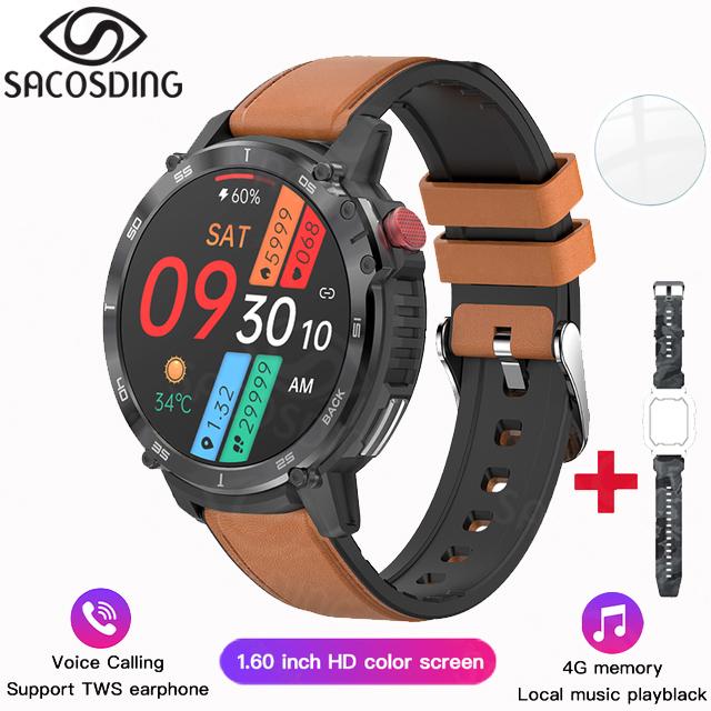 Music Smart Watch 4g Rom Bluetooth Call Sports Watches Men Waterproof Smartwatch For Android Ios Support Tws Earphones